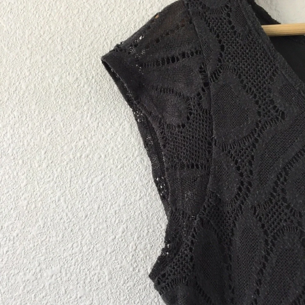 Anthropologie Gray Stretch Lace Skater Dress L - Picture 4 of 8